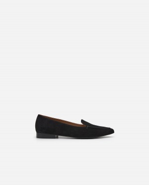 Black Flattered Alex Suede Shoes Loafers | FNZUI72068