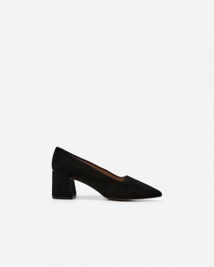 Black Flattered Alison Suede Shoes Heels | ANZWC68564