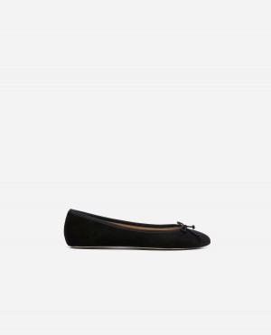 Black Flattered Anna Suede Shoes Ballet Flats | XNZGW24383