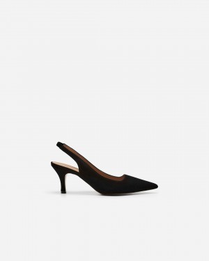 Black Flattered Franchesca Suede Shoes Heels | LNZSX73797