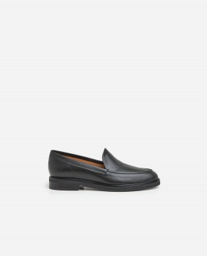 Black Flattered Sanna Leather Shoes Loafers | ZNZMJ60682