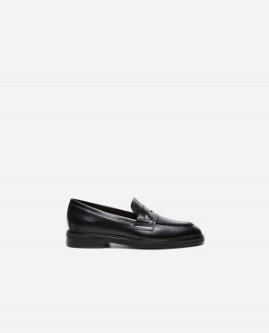 Black Flattered Sara Leather Shoes Loafers | ANZWC63939