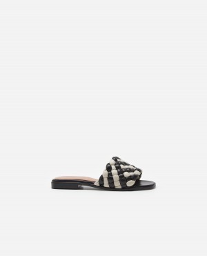 Black / White Flattered Minou Leather Shoes Sandals | NZXBR28666