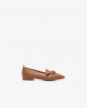 Brown Flattered Ally Cognac Leather Shoes Loafers | NZEAH17361