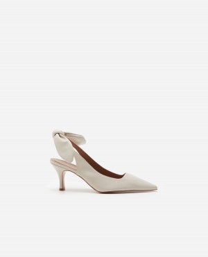 White Flattered Franchesca Leather Shoes Heels | NZCIF44441