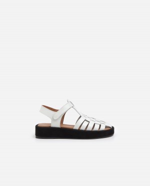 White Flattered Gigi Leather Shoes Sandals | PNZQX73621