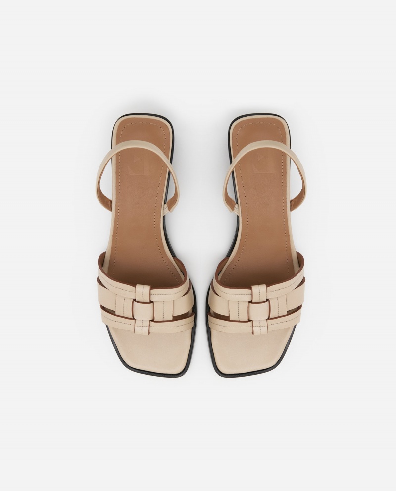 Beige Flattered Freja Leather Shoes Heels | NZNEJ65964