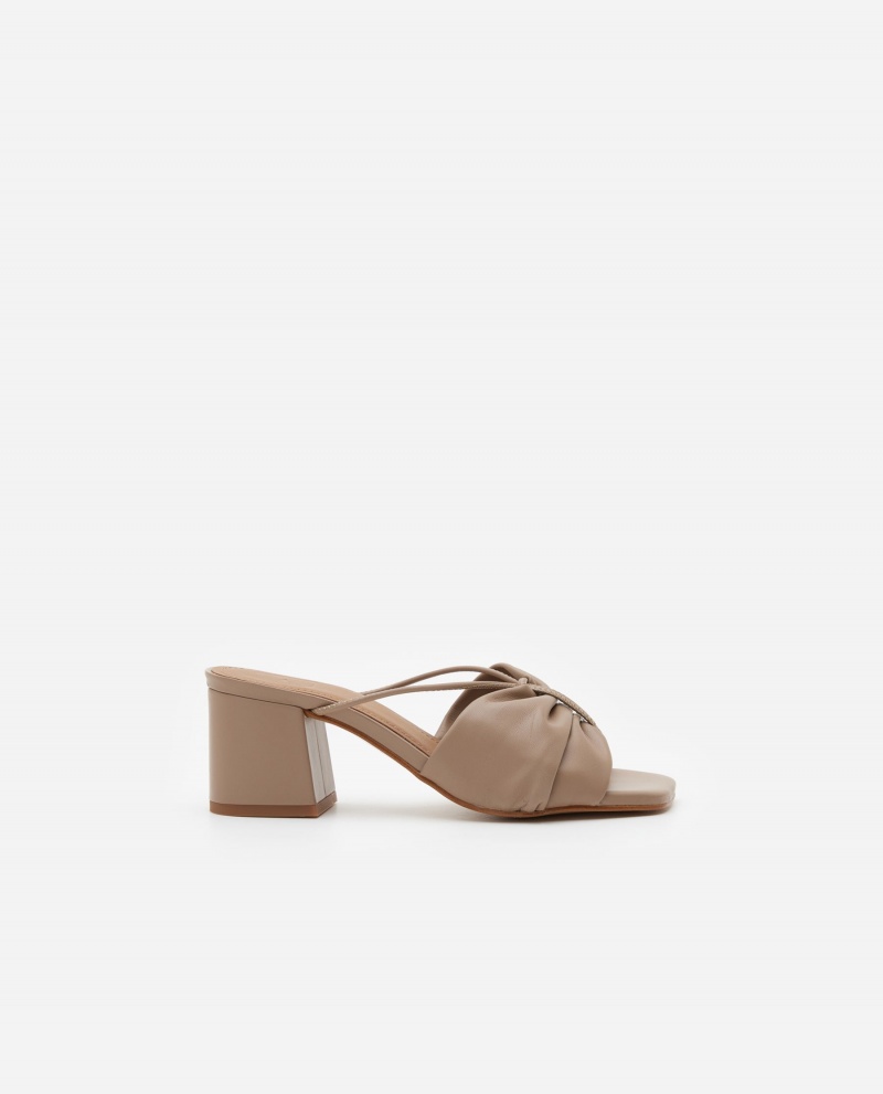 Beige Flattered Olivia Leather Shoes Heels | BNZSD62044