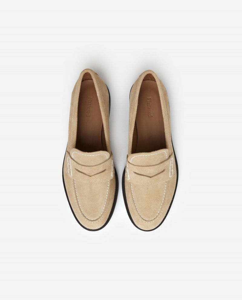 Beige Flattered Sara Suede Shoes Loafers | UNZND15206