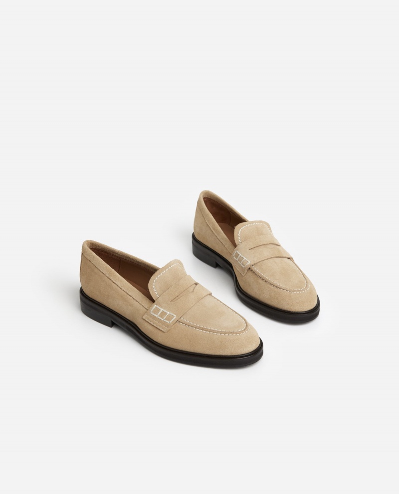 Beige Flattered Sara Suede Shoes Loafers | UNZND15206