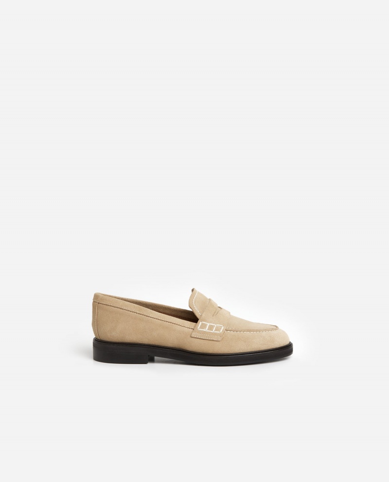 Beige Flattered Sara Suede Shoes Loafers | UNZND15206