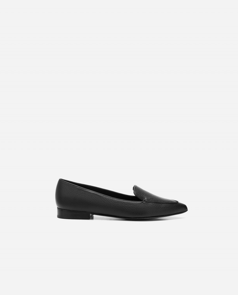 Black Flattered Alex Leather Shoes Loafers | BNZSD89518