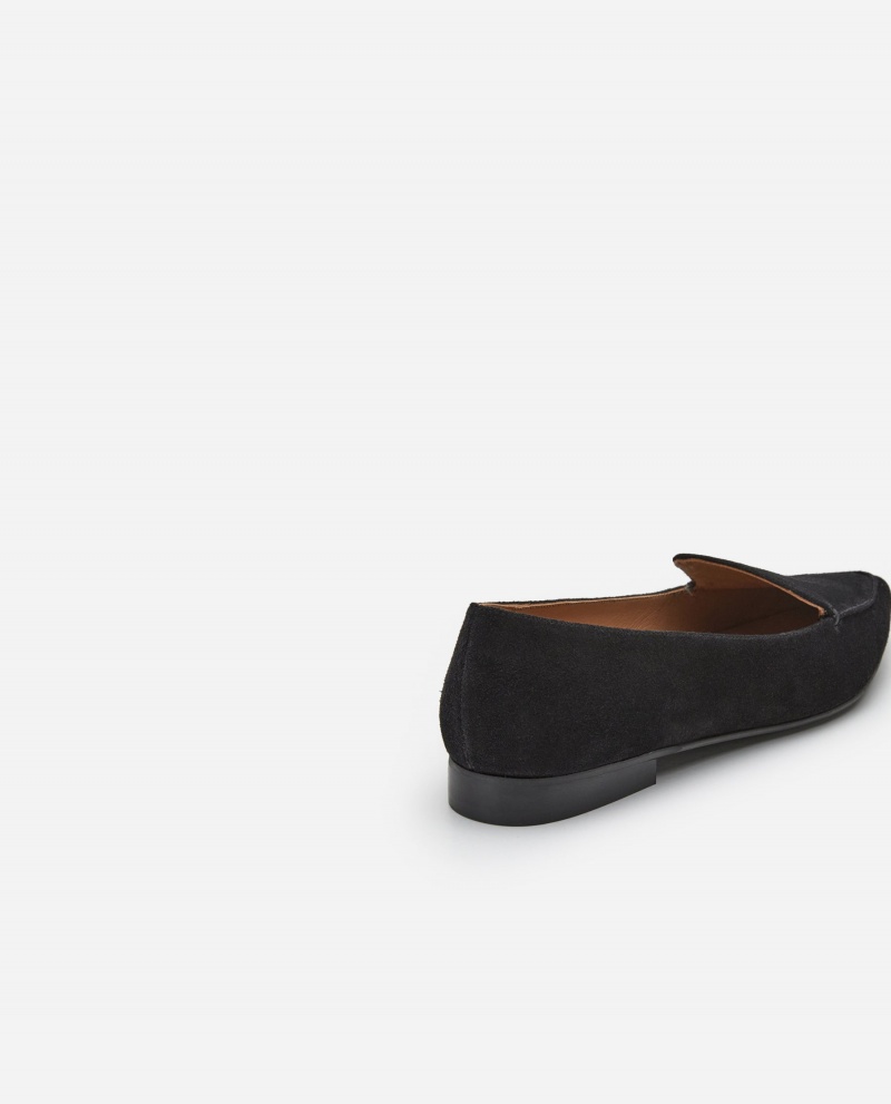 Black Flattered Alex Suede Shoes Loafers | FNZUI72068