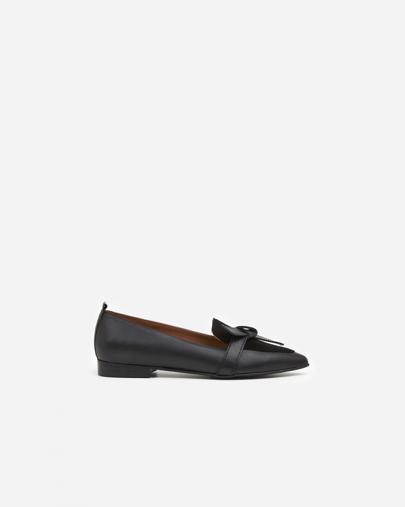 Black Flattered Ally Leather/Suede Shoes Loafers | YNZGT41107