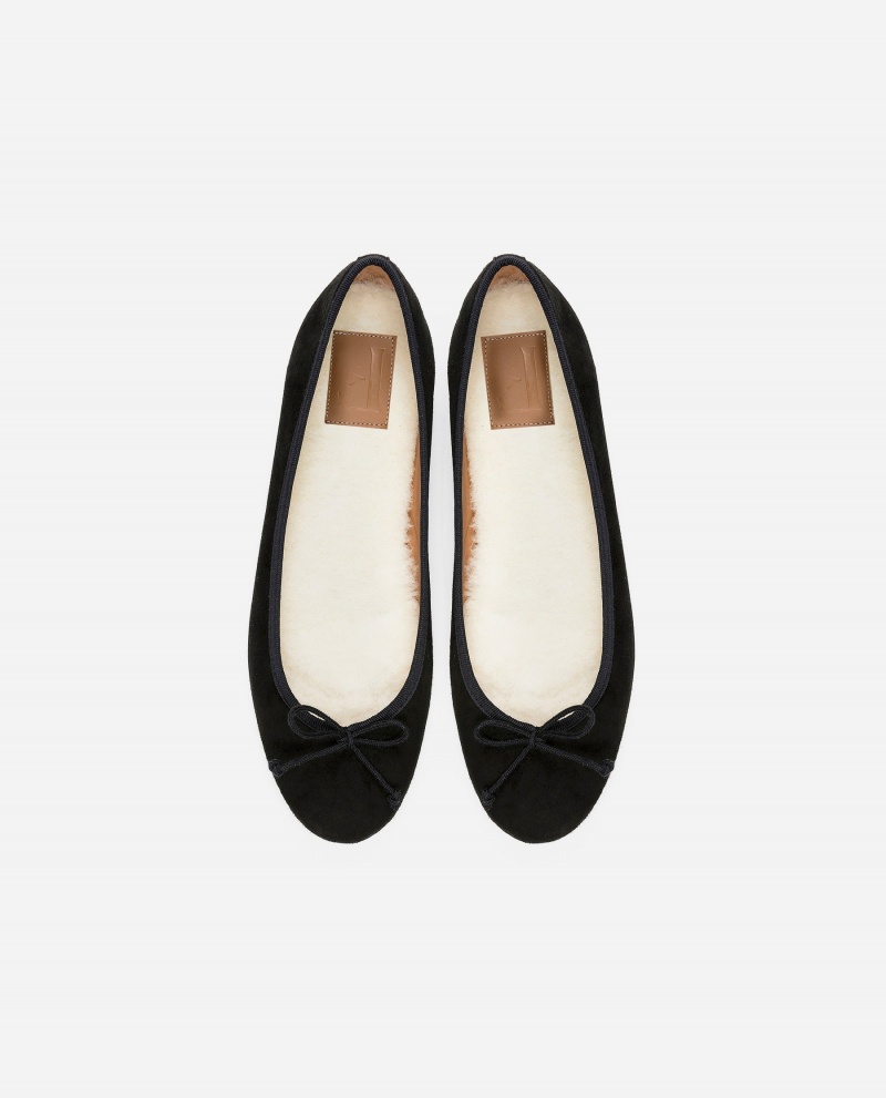 Black Flattered Anna Suede Shoes Ballet Flats | XNZGW24383