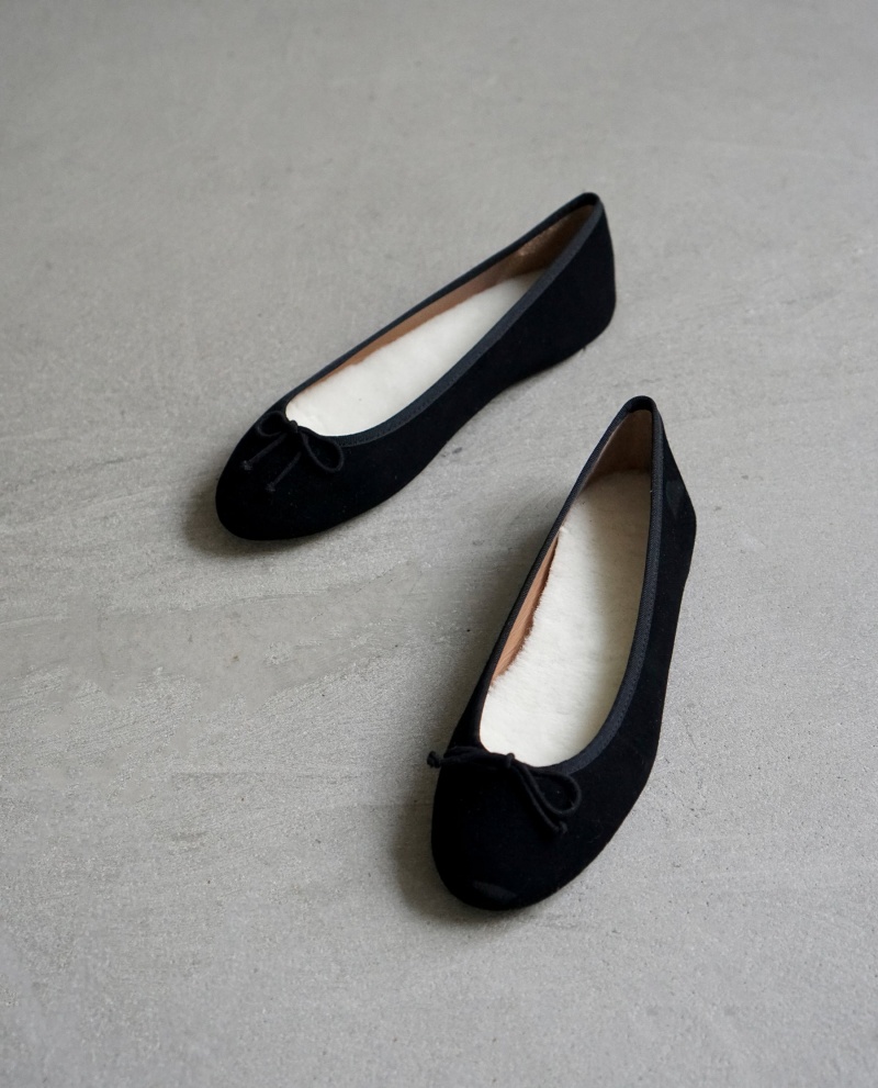 Black Flattered Anna Suede Shoes Ballet Flats | XNZGW24383