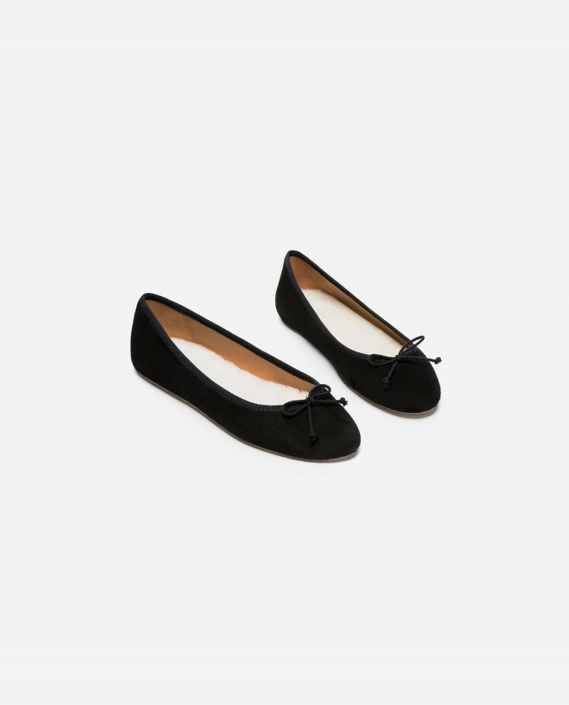 Black Flattered Anna Suede Shoes Ballet Flats | XNZGW24383