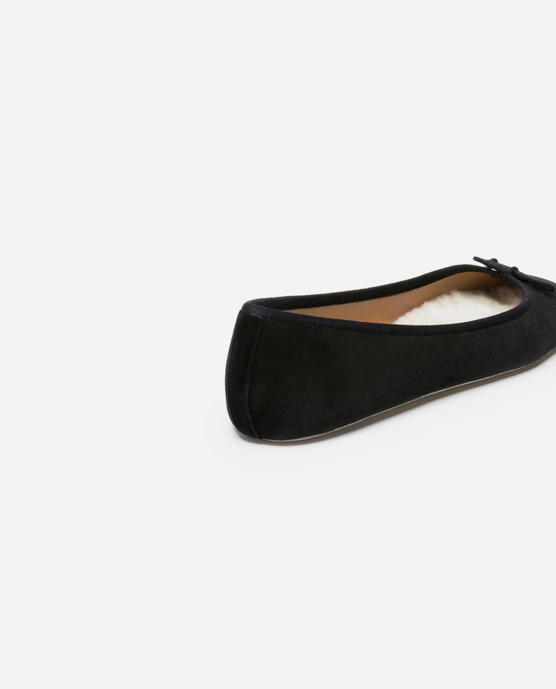 Black Flattered Anna Suede Shoes Ballet Flats | XNZGW24383