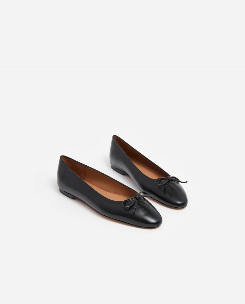 Black Flattered Bodil Leather Shoes Ballet Flats | DNZKV94034