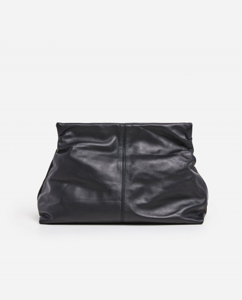 Black Flattered Clay Clutch Leather Accessories Bags | LNZSX61114