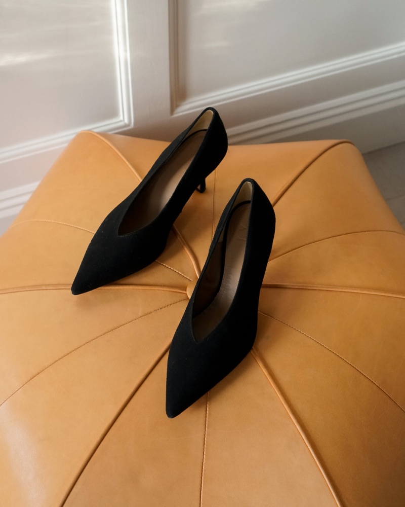 Black Flattered Fabienne Suede Shoes Heels | GNZUC73453