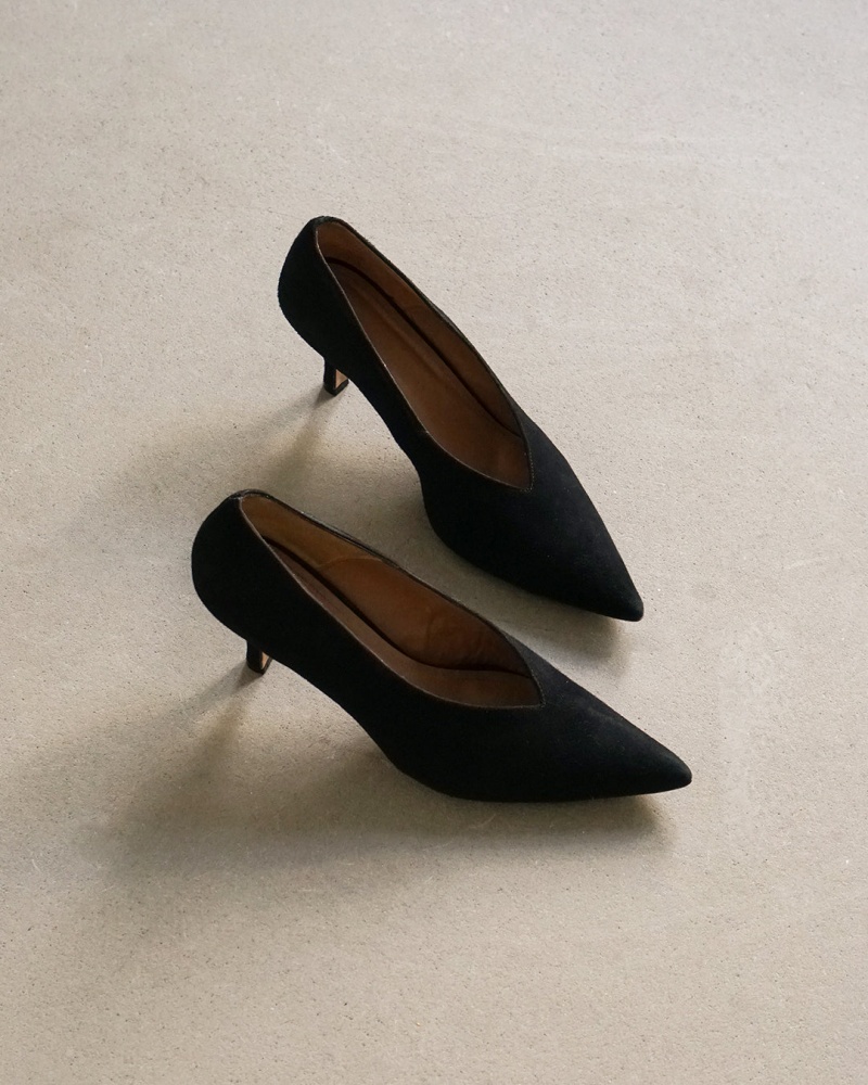 Black Flattered Fabienne Suede Shoes Heels | GNZUC73453