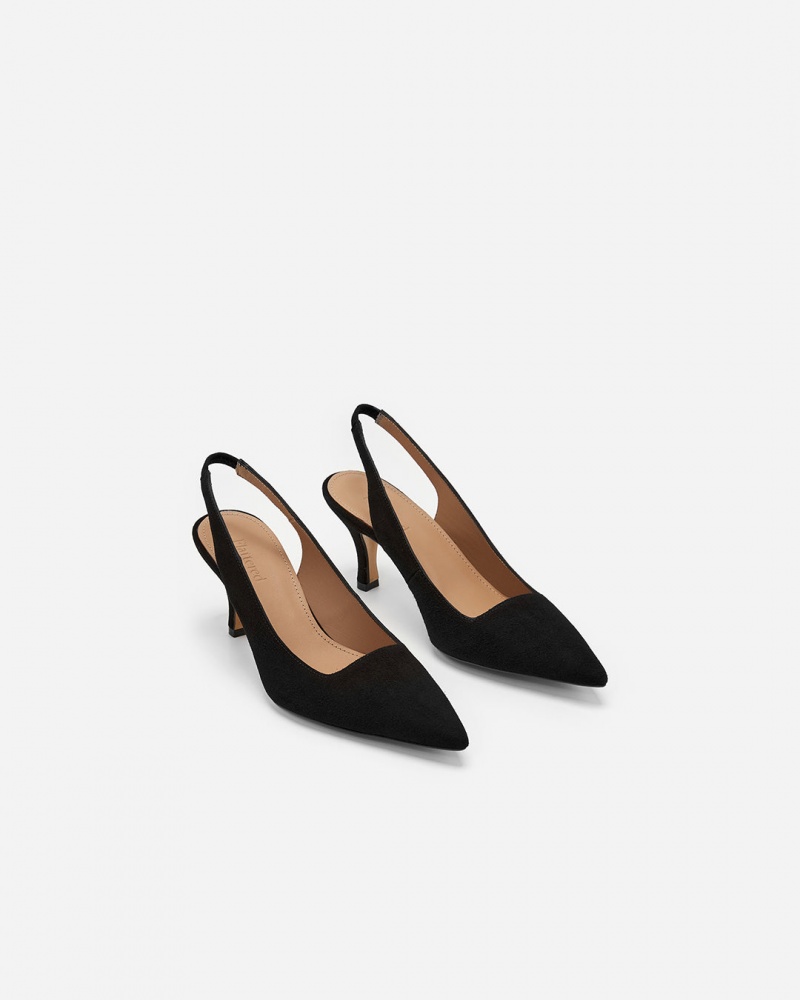 Black Flattered Franchesca Suede Shoes Heels | LNZSX73797