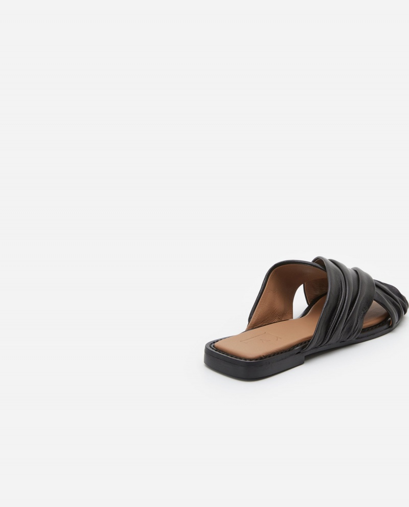 Black Flattered Gabriella Leather Shoes Sandals | NZXBR22564