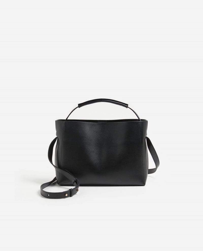 Black Flattered Hedda Midi Handbag Leather Accessories Bags | SNZNY13495