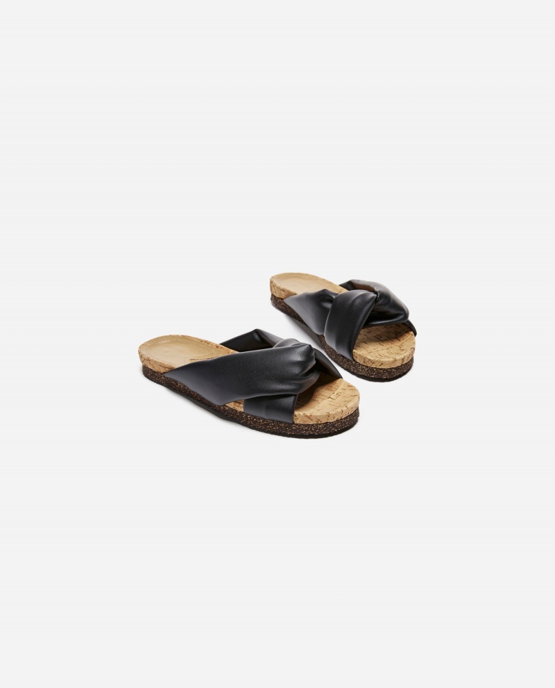 Black Flattered Lou Vegan Material Shoes Sandals | NZEGJ23423