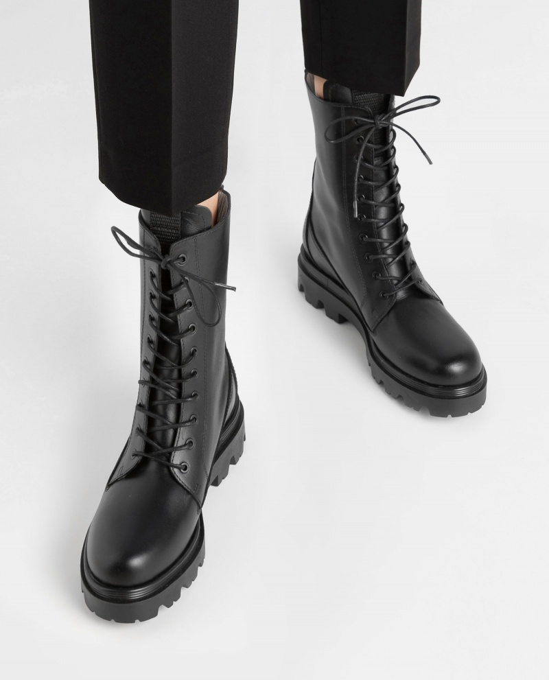 Black Flattered Lovi Leather Shoes Boots | NZNZX79247