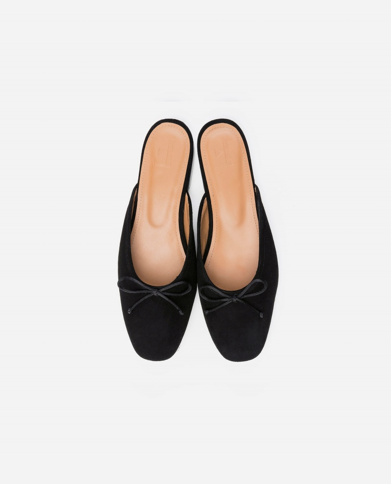 Black Flattered Malva Suede Shoes Ballet Flats | NZJVR57407