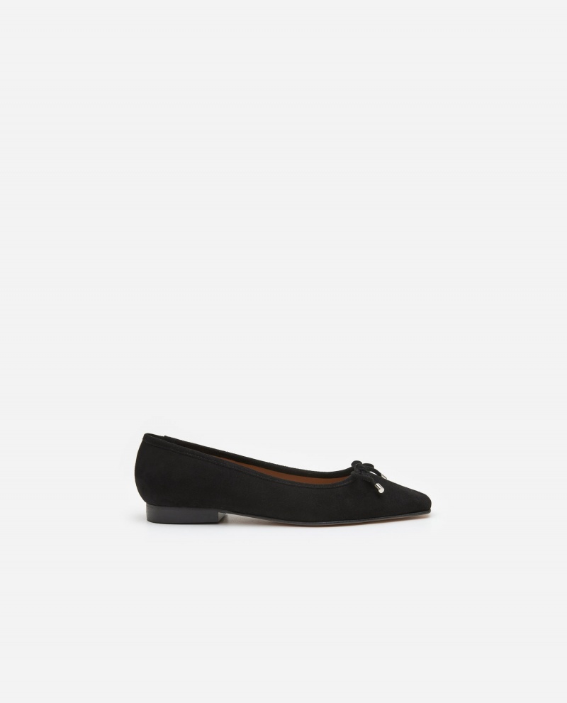 Black Flattered Monica Suede Shoes Ballet Flats | NZQCS30220