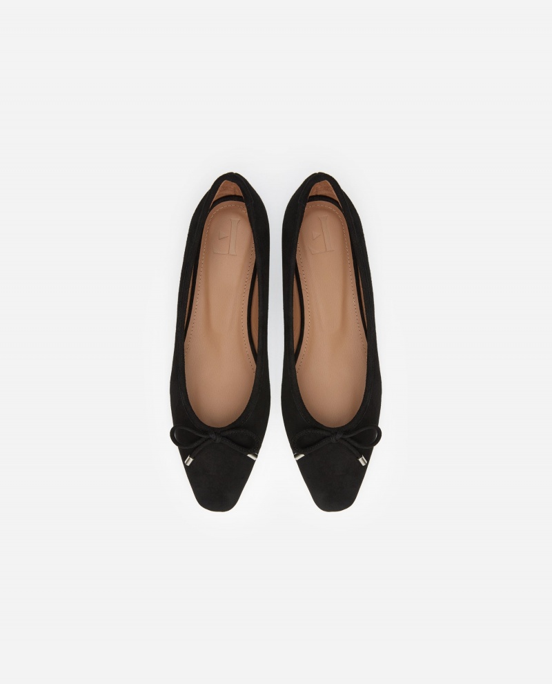 Black Flattered Monica Suede Shoes Ballet Flats | NZQCS30220