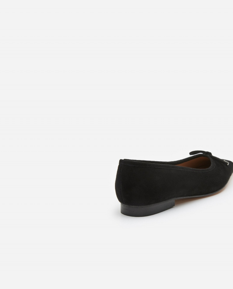 Black Flattered Monica Suede Shoes Ballet Flats | NZQCS30220