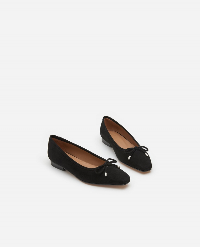 Black Flattered Monica Suede Shoes Ballet Flats | NZQCS30220