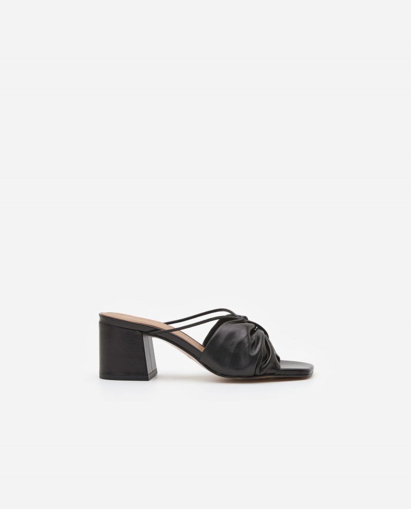 Black Flattered Olivia Leather Shoes Heels | NZZDE95397