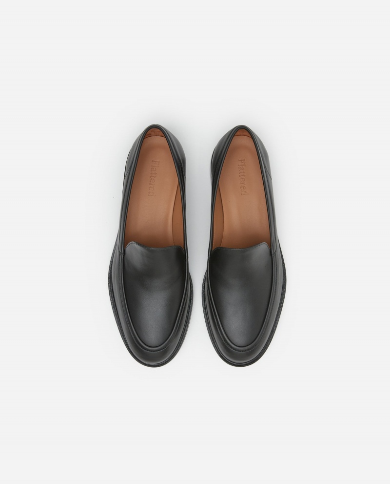 Black Flattered Sanna Leather Shoes Loafers | ZNZMJ60682