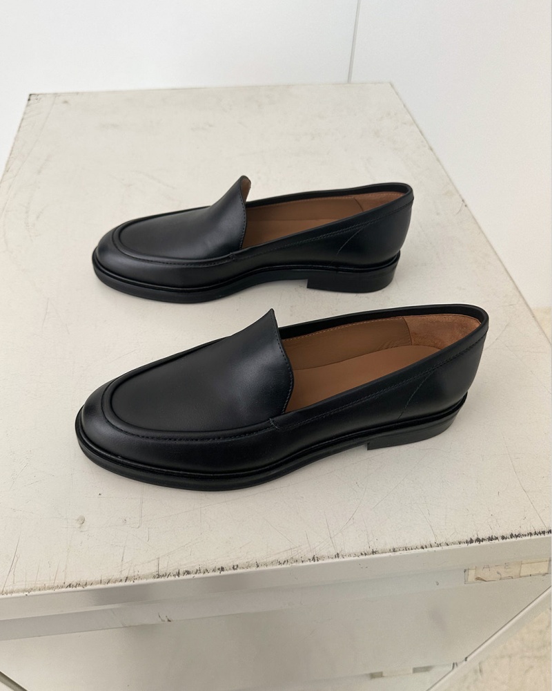 Black Flattered Sanna Leather Shoes Loafers | ZNZMJ60682