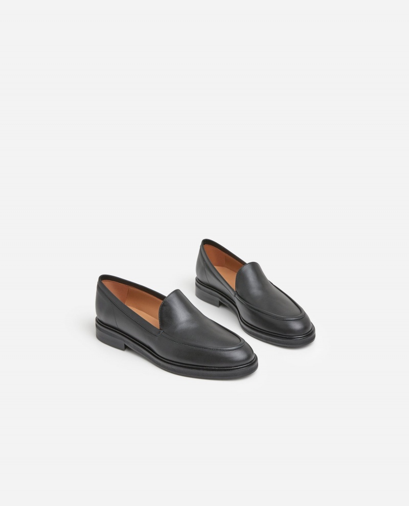 Black Flattered Sanna Leather Shoes Loafers | ZNZMJ60682