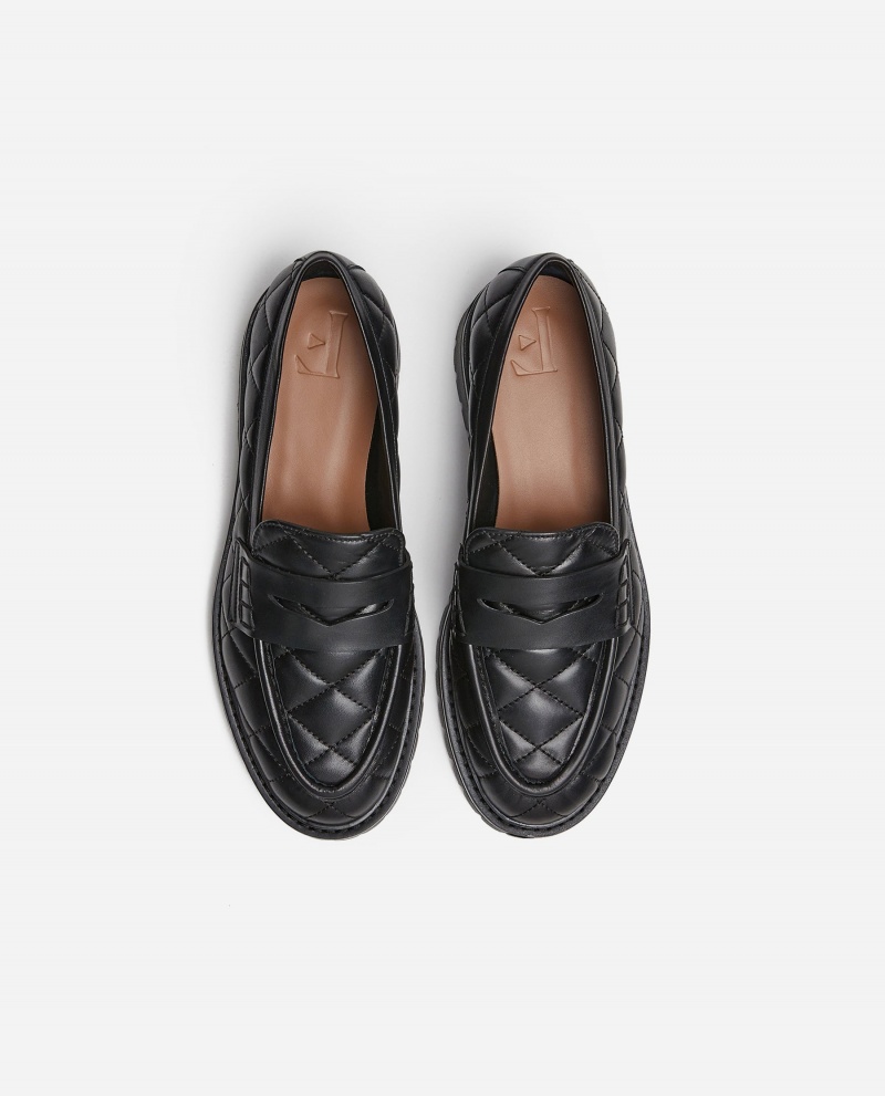 Black Flattered Signe Leather Shoes Loafers | LNZSX71107