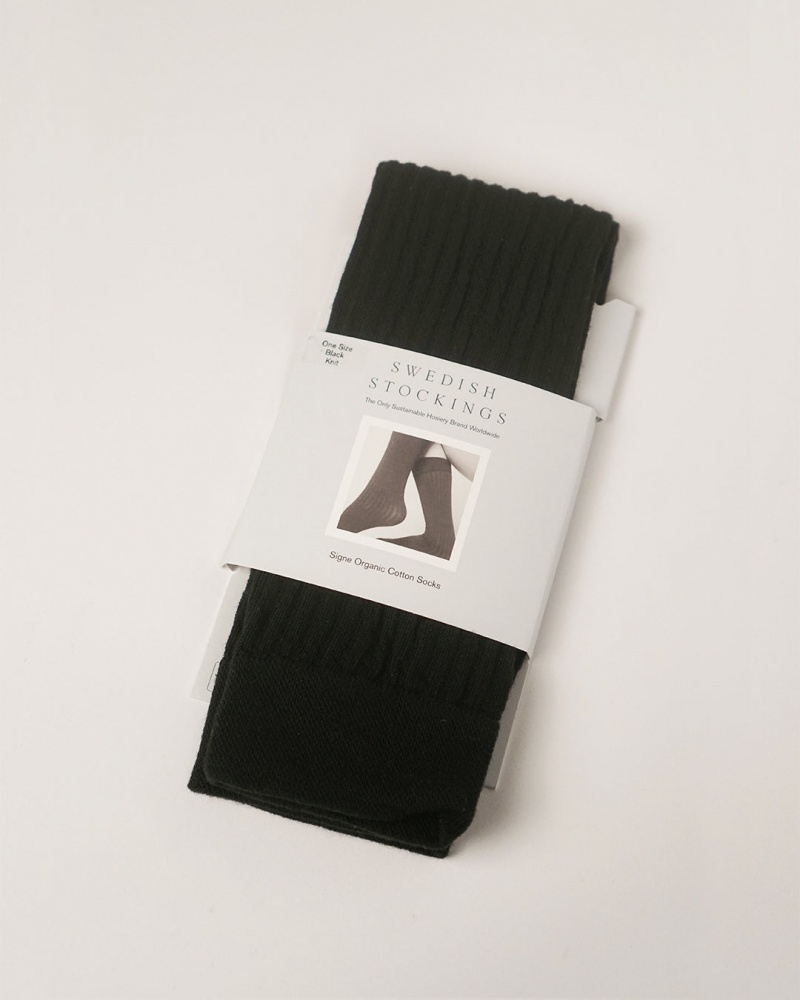 Black Flattered Sock Cotton Accessories Accessories | FNZHY85560