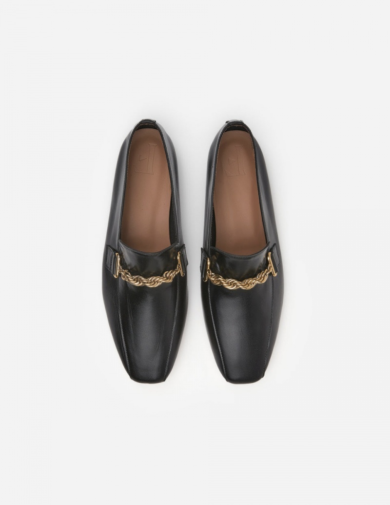 Black Flattered Vivo Leather Shoes Loafers | LNZSX46979