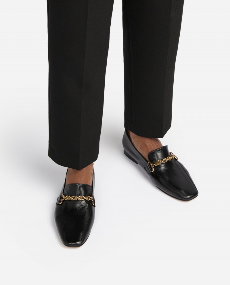 Black Flattered Vivo Leather Shoes Loafers | LNZSX46979