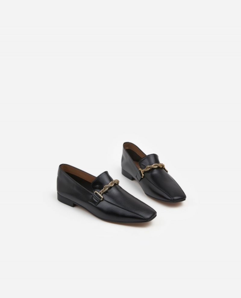 Black Flattered Vivo Leather Shoes Loafers | LNZSX46979