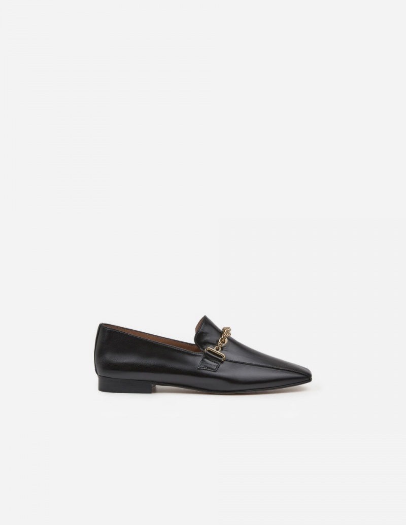 Black Flattered Vivo Leather Shoes Loafers | LNZSX46979