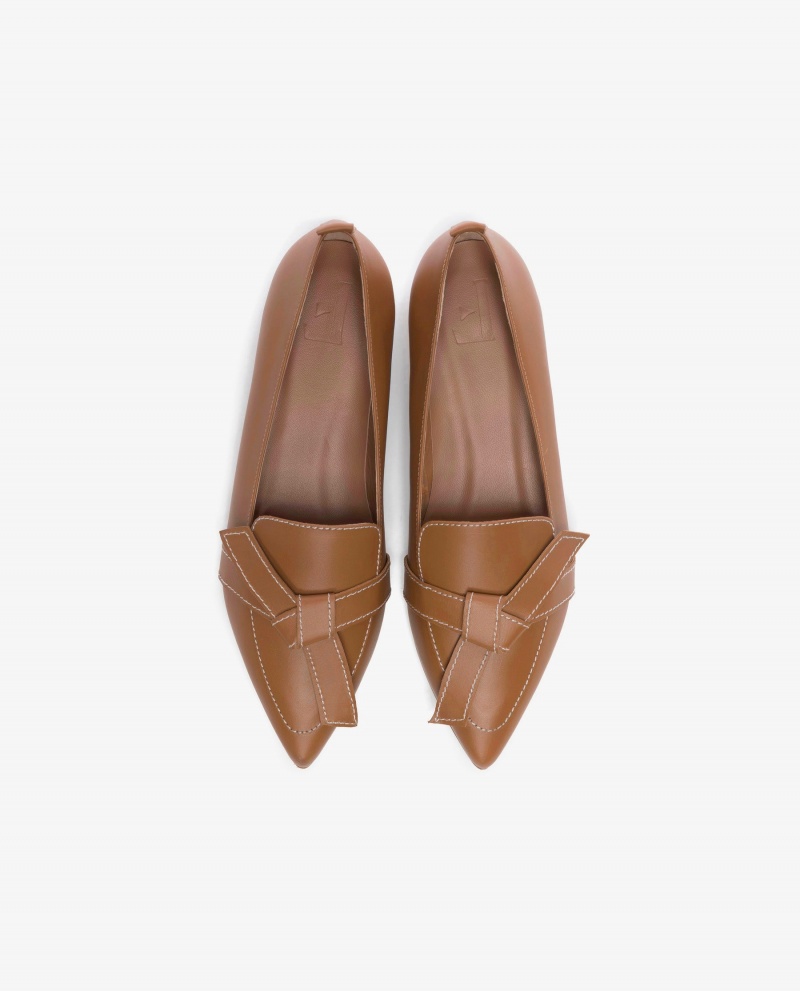 Brown Flattered Ally Cognac Leather Shoes Loafers | NZEAH17361