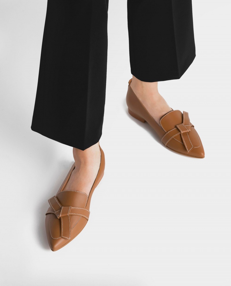 Brown Flattered Ally Cognac Leather Shoes Loafers | NZEAH17361