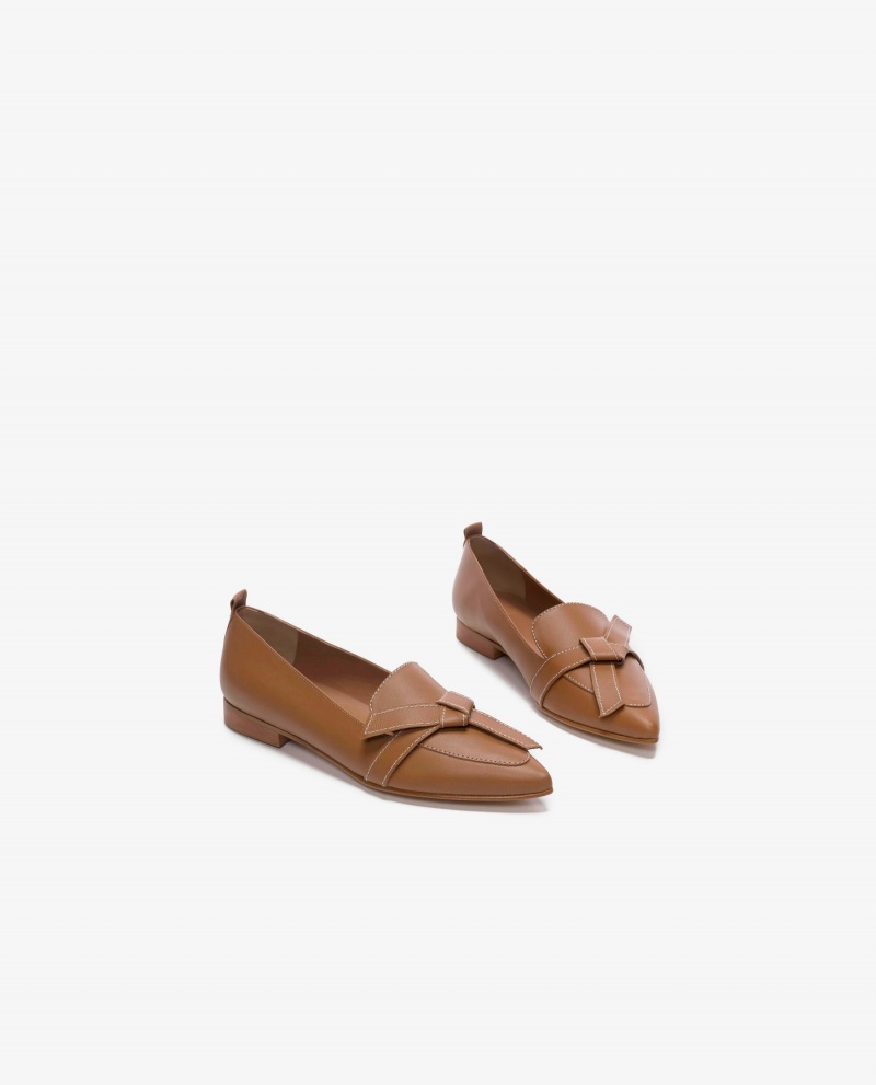 Brown Flattered Ally Cognac Leather Shoes Loafers | NZEAH17361