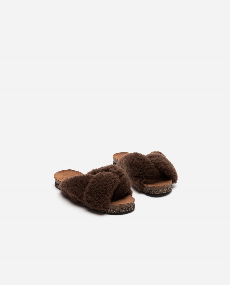 Brown Flattered Lou Teddy Shoes Sandals | YNZGT33835